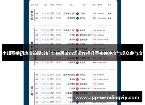 中超赛季初热度策略分析 如何通过市场运作提升赛事关注度与观众参与度 中超赛季初热度策略分析 如何通过市场运作提升赛事关注度与观众参与度